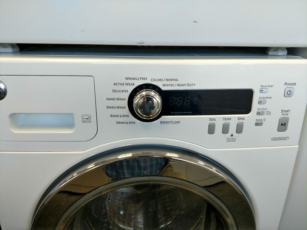 White stackable washer and dryer