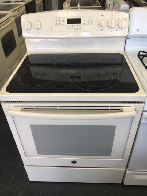 White smooth-top electric stove