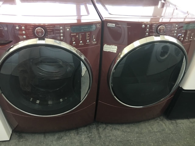 Used dark red washer and dryer