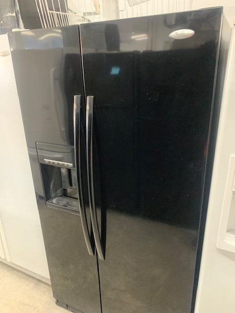 Dark grey side-by-side refrigerator